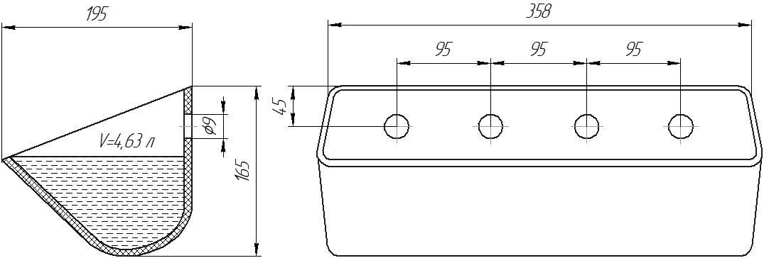 Ковш норийный полимерный DK-3518 чертеж