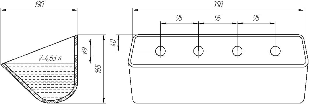 Ковш норийный полимерный D-3518 чертеж
