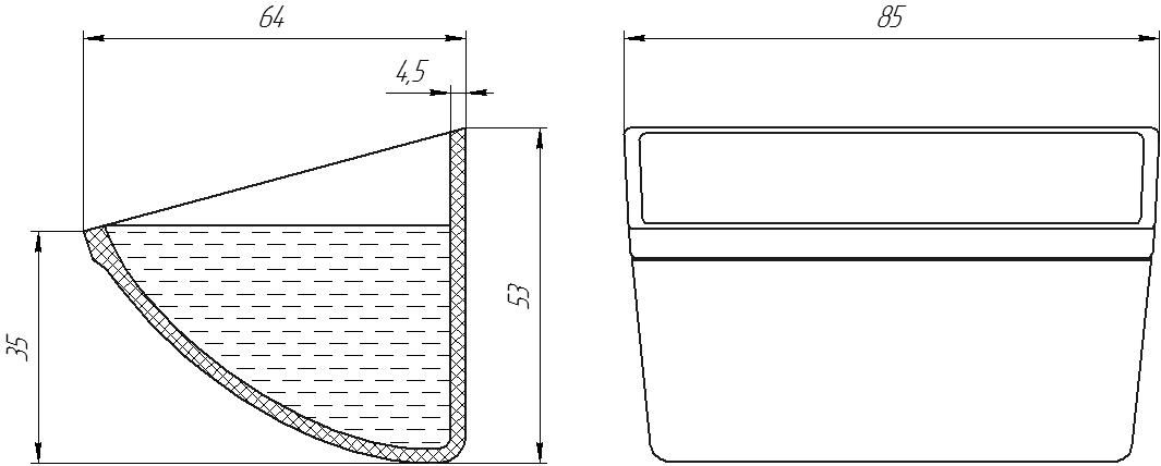Ковш норийный полимерный CC-S 3х2 чертеж
