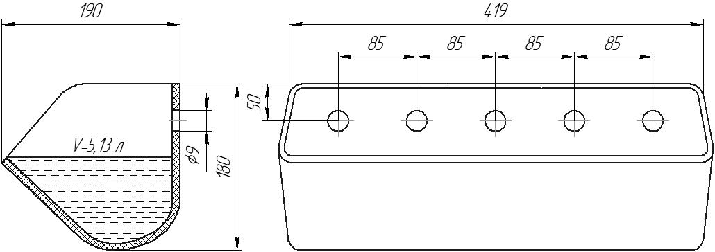 Ковш норийный полимерный DS-4118 чертеж
