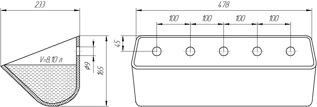 Ковш норийный полимерный SK-4723 чертеж