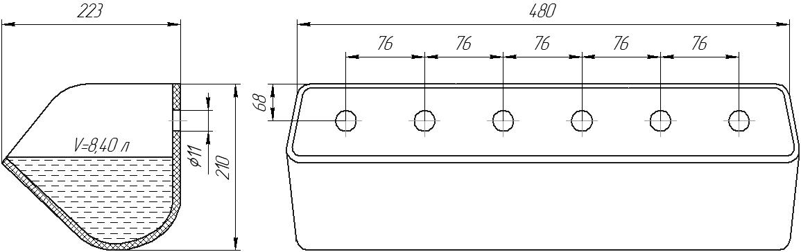 Ковш норийный полимерный DS-4822 чертеж