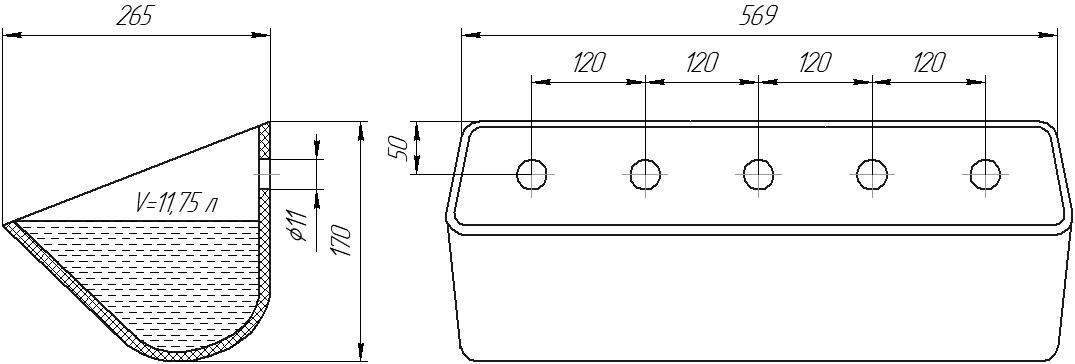 Ковш норийный полимерный SK-5526 чертеж