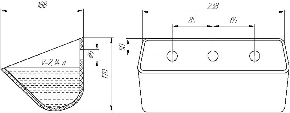 Ковш норийный полимерный D 9х6А чертеж