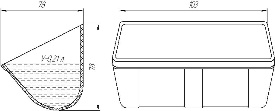 Ковш норийный полимерный AA 4x3 чертеж