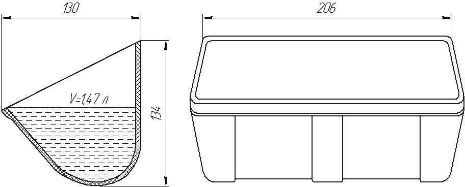 Ковш норийный полимерный AA 8х5 чертеж
