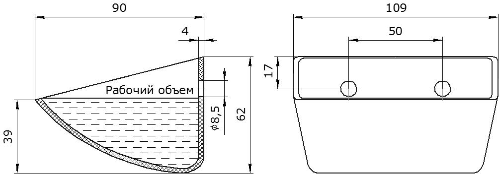 Ковш норийный полимерный S 100-90 HDP-MD чертеж