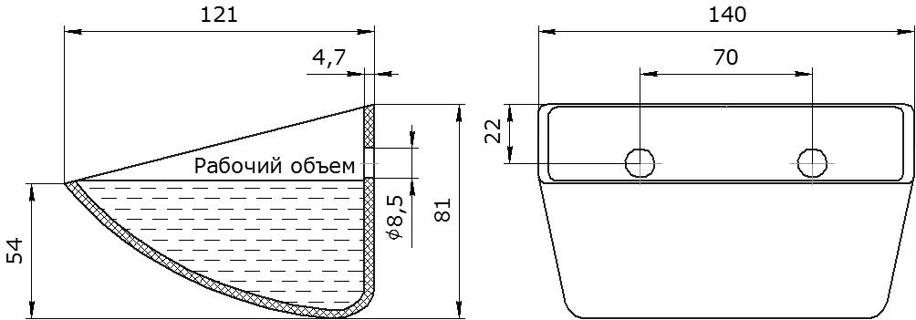Ковш норийный полимерный S 130-120 HDP-MD чертеж
