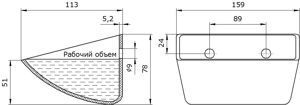Ковш норийный полимерный S 150-110 HDP чертеж