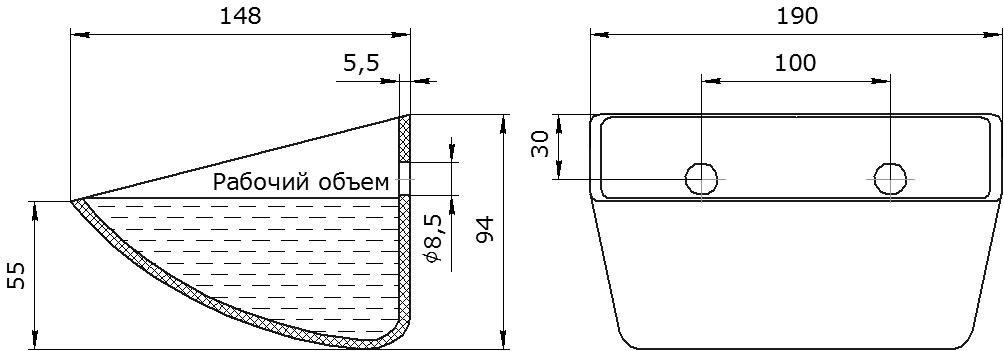 Ковш норийный полимерный S 180-140 HDP-MD чертеж