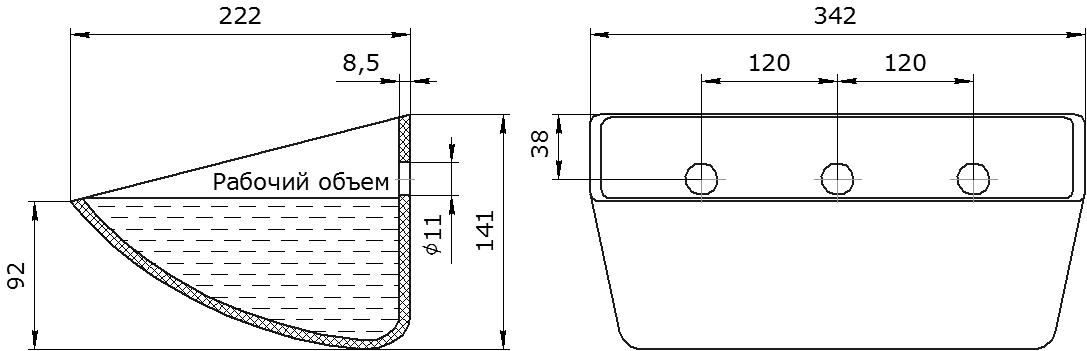 Ковш норийный полимерный S 330-215 HDP чертеж