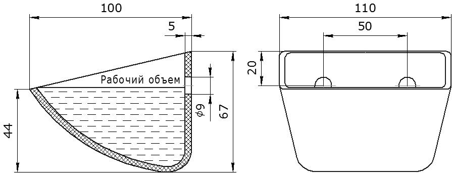 Ковш норийный полимерный SPS 100-90 HDP чертеж