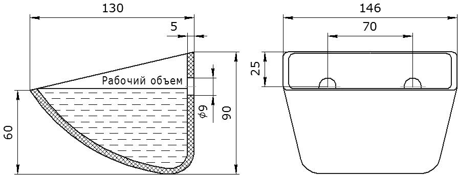 Ковш норийный полимерный SPS 130-130 HDP чертеж
