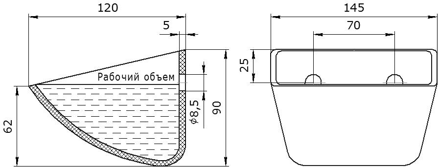 Ковш норийный полимерный SPS 140-120 HDP чертеж