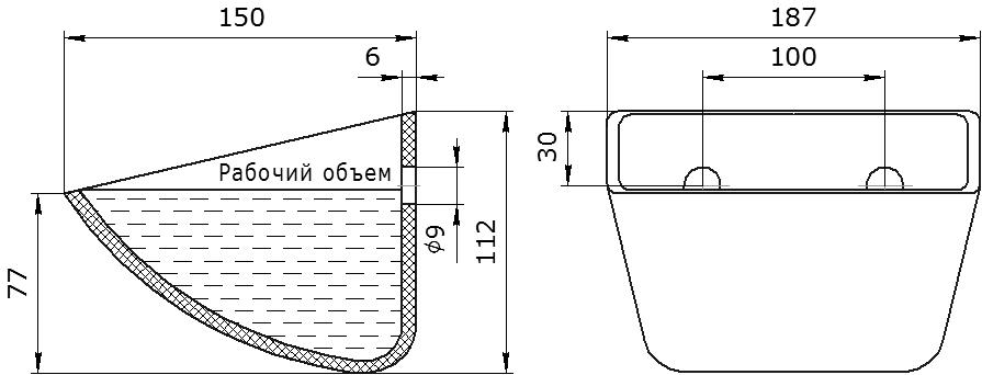 Ковш норийный полимерный SPS 180-140 HDP чертеж