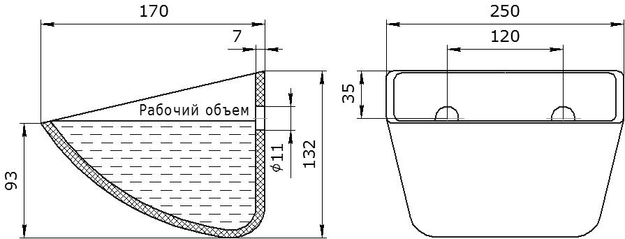Ковш норийный полимерный SPS 240-165 HDP чертеж