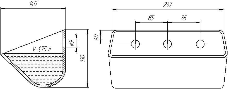 Ковш норийный полимерный D 9х5 чертеж