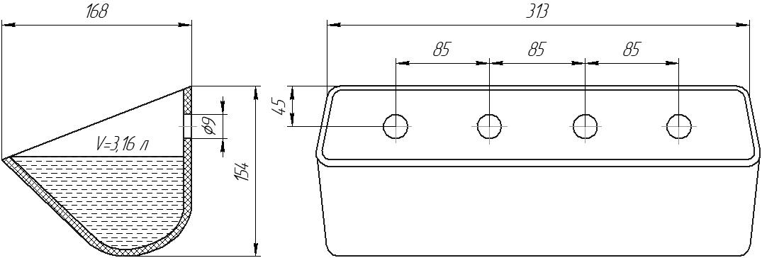 Ковш норийный полимерный D 12х6 чертеж