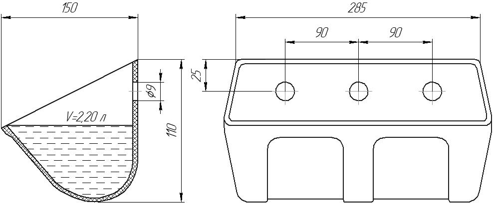 Ковш норийный полимерный M-2814 чертеж