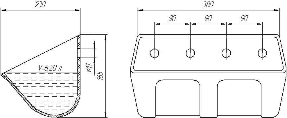 Ковш норийный полимерный M-3721 чертеж