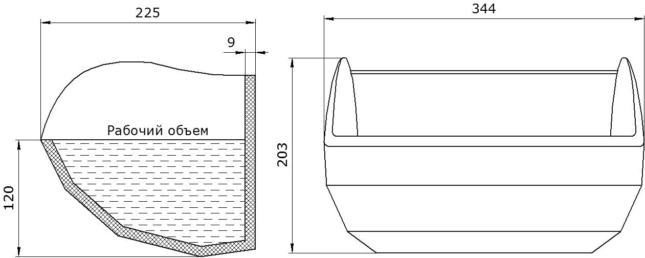 Ковш норийный полимерный CC-MAX 13х8 чертеж