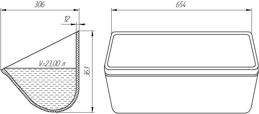 Ковш норийный полимерный AD-630 чертеж