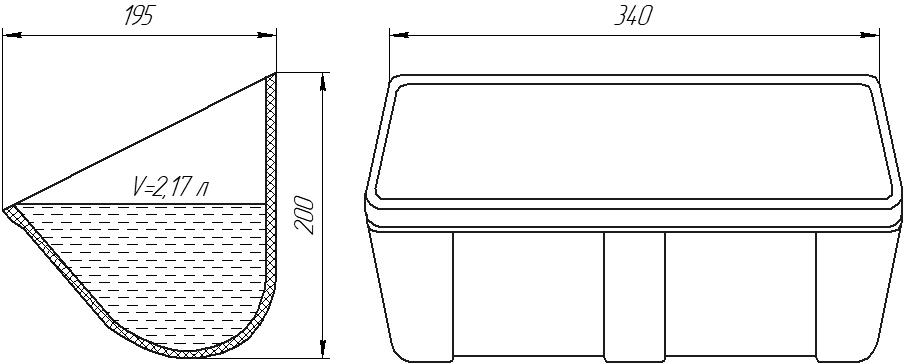 Ковш норийный полимерный AS 13x7 чертеж