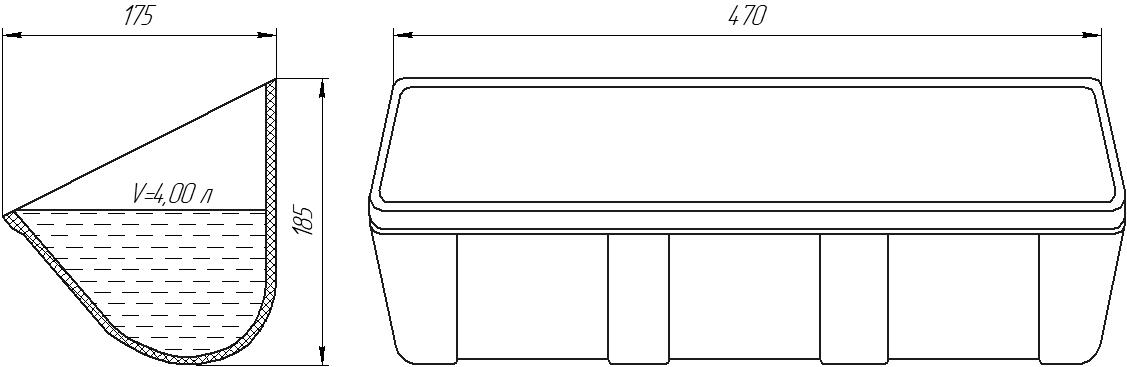 Ковш норийный полимерный AS 18x7 чертеж