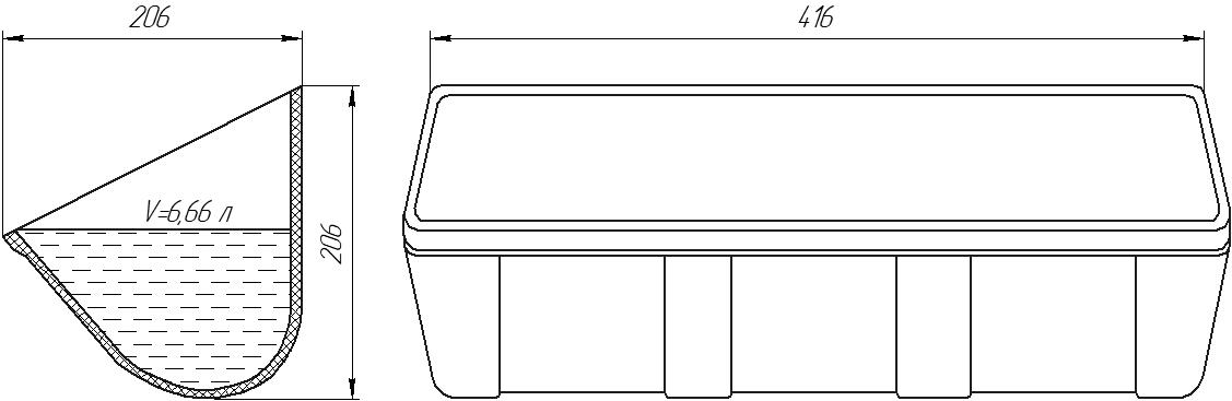 Ковш норийный полимерный AA 16х8 чертеж