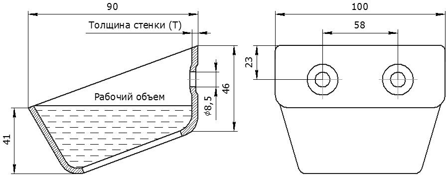 Ковш норийный металлический цельнотянутый КОЦ-100 чертеж