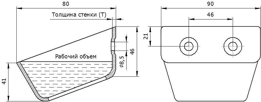 Ковш норийный металлический цельнотянутый КОЦ-90 чертеж