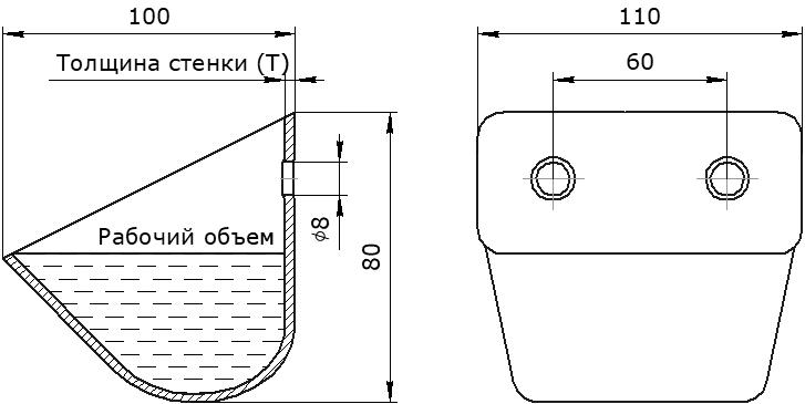 Ковш норийный металлический цельнотянутый УКЗ-5 чертеж