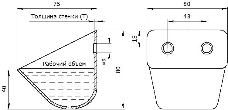 Ковш норийный металлический цельнотянутый ЦБ-80 чертеж