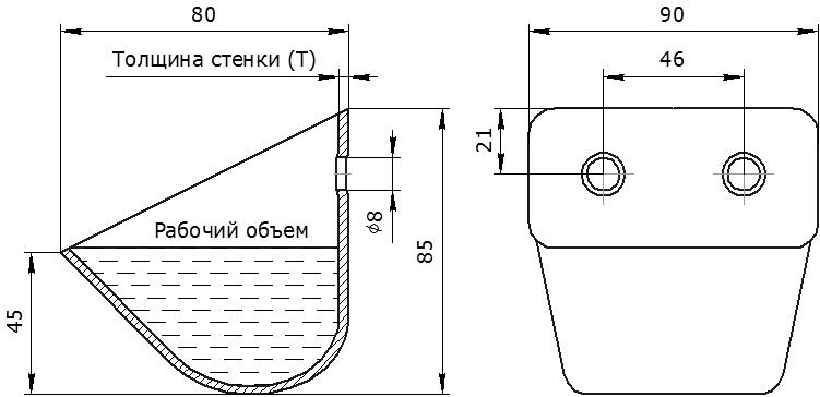 Ковш норийный металлический цельнотянутый ЦБ-90 чертеж