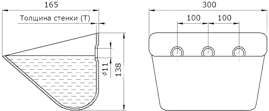 Ковш норийный металлический цельнотянутый ЦЦ-300АВ чертеж Ковш норийный металлический цельнотянутый ЦЦ-300АВ чертеж